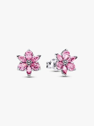 Herbarium Sparkling Pink Flower Stud Earrings