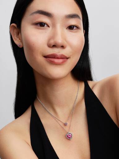 Pink Halo Heart Collier Necklace
