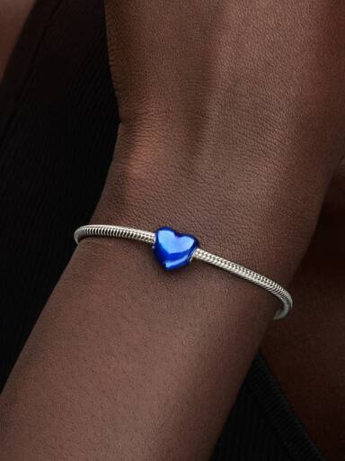 Metallic Blue Heart Charm