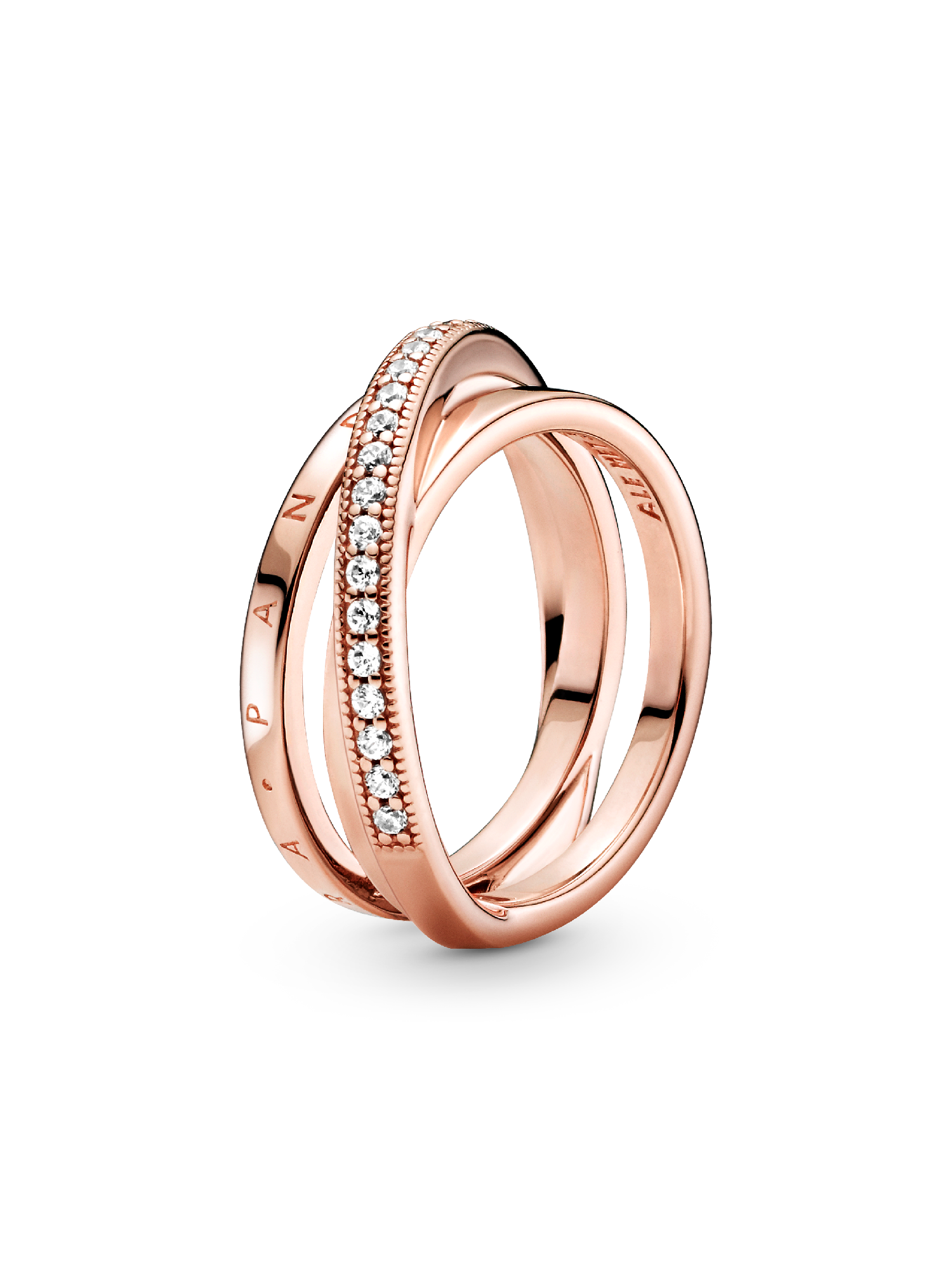 Crossover Pavé Triple Band Ring