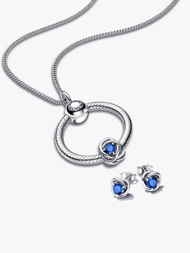 September Birthstone Eternity Circle O Pendant and Earrings Set