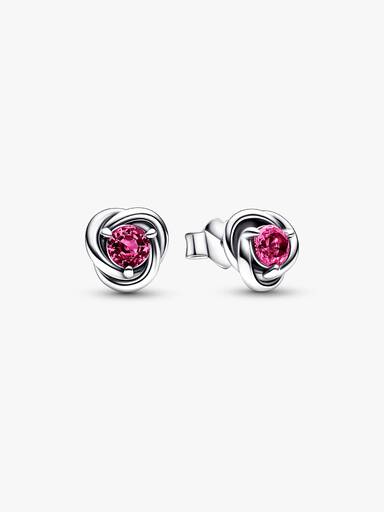 October Birthstone Eternity Circle Stud Earrings