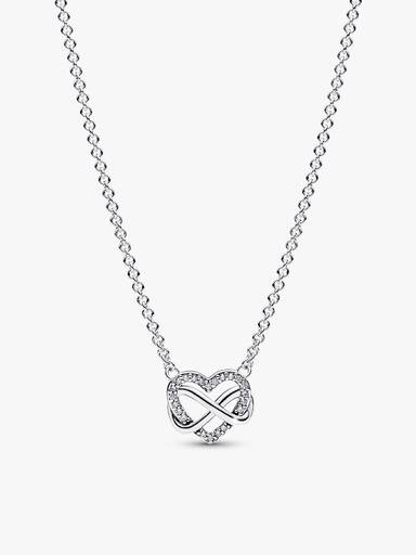 Sparkling Infinity Heart Necklace & Stud Earrings