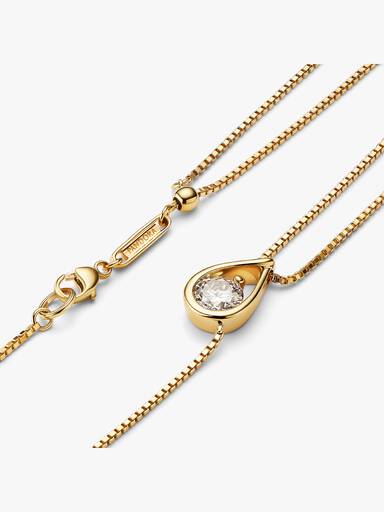 Pandora Infinite 14k Gold Lab-grown Diamond Double Chain Collier Necklace