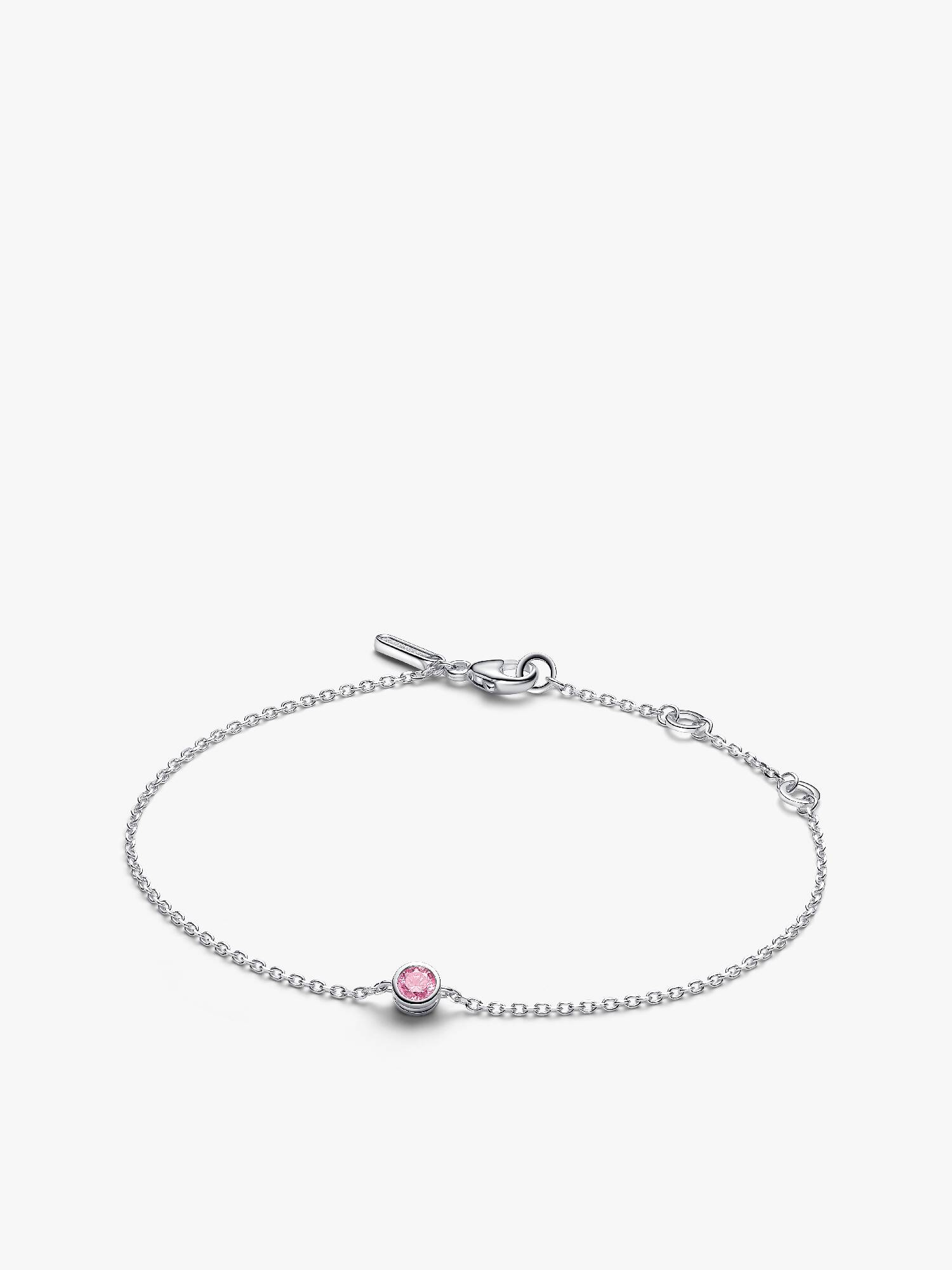Pandora Era Bezel Sterling Silver Pink Lab-grown Diamond Chain Bracelet