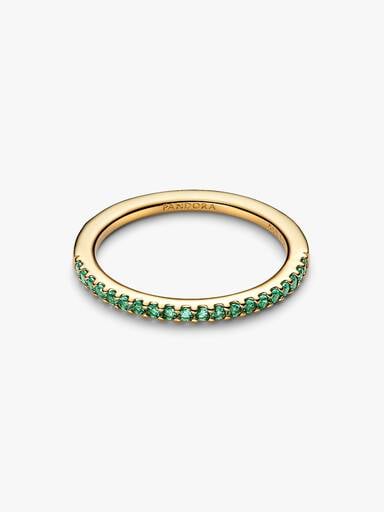 Sparkling Green Half-Eternity Band Ring