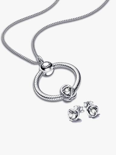 April Birthstone Eternity Circle O Pendant and Earrings Set