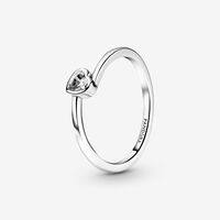 Clear Tilted Heart Solitaire Ring | Pandora UK