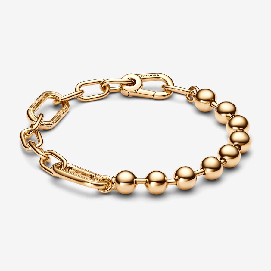 Rose Gold Layered Chain Link Bracelet, Simple Beaded Dew Drop