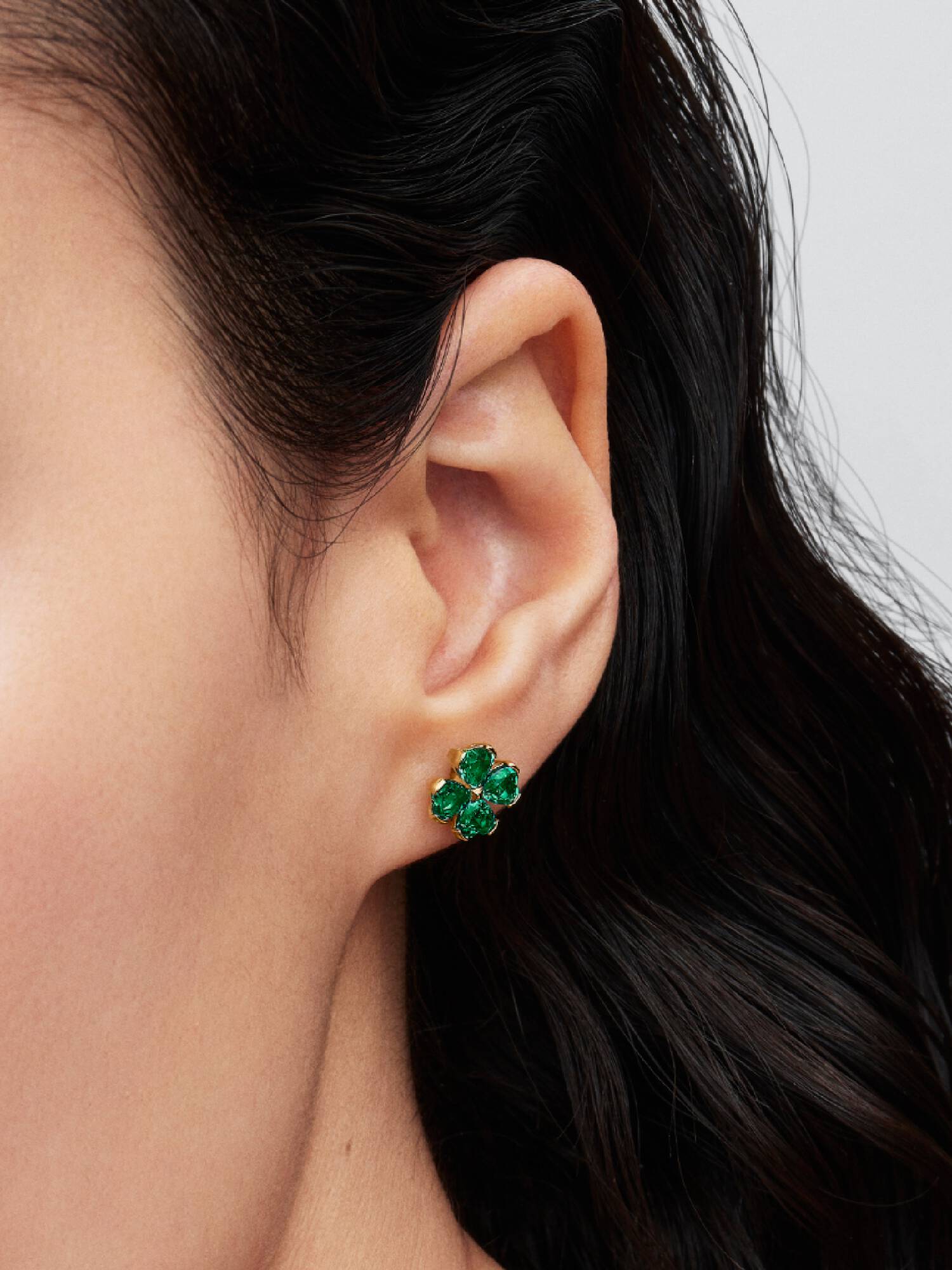 Green Lucky Clover Stud Earrings