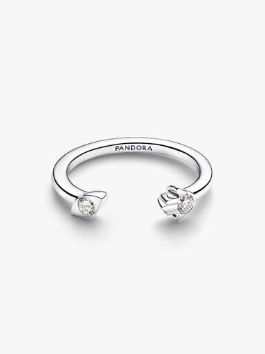 Pandora Talisman Sterling Silver Lab-Grown Diamond Evil Eye & Hamsa Hand Open Ring