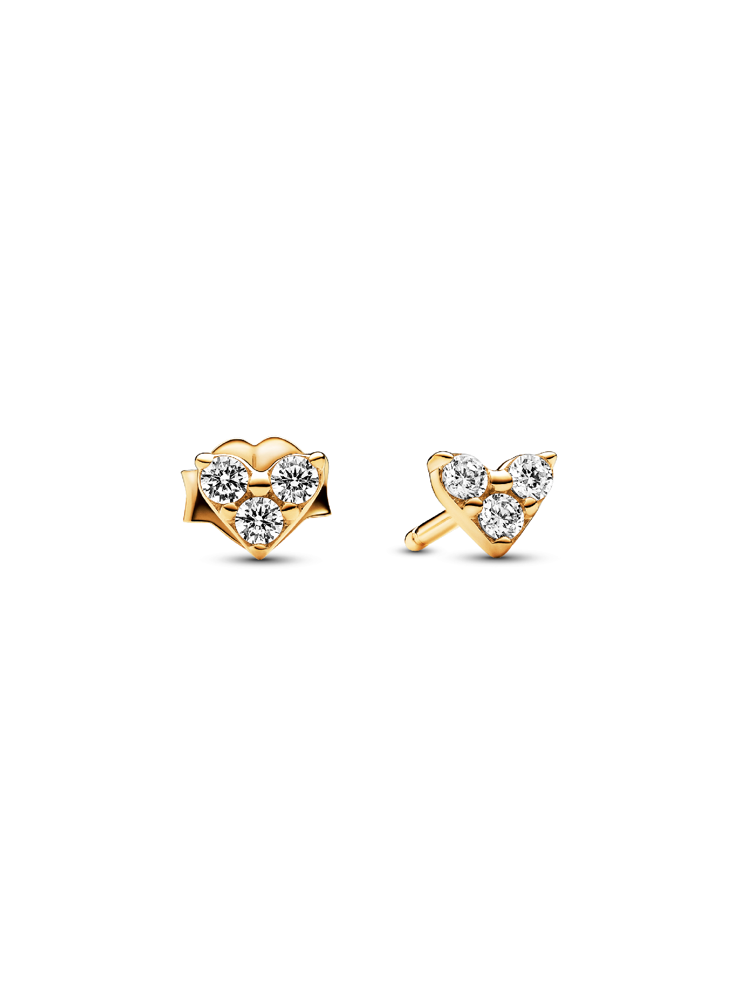 Triple Stone Heart Stud Earrings