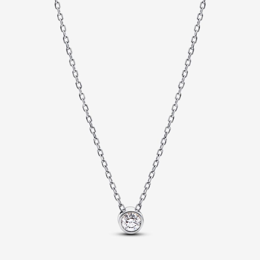 Pandora Era Bezel Sterling Silver Lab-grown Diamond Pendant Necklace image number 0