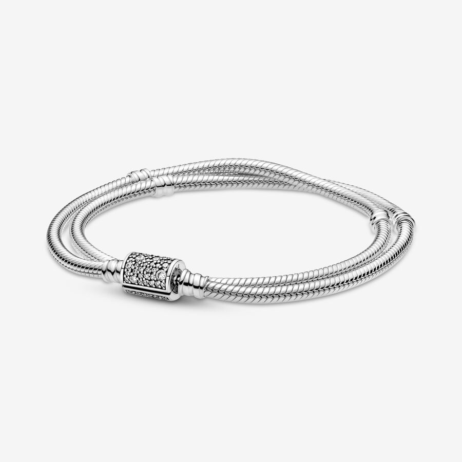 Pandora Moments Double Wrap Barrel Clasp Snake Chain Two Way Bracelet and Choker image number 0
