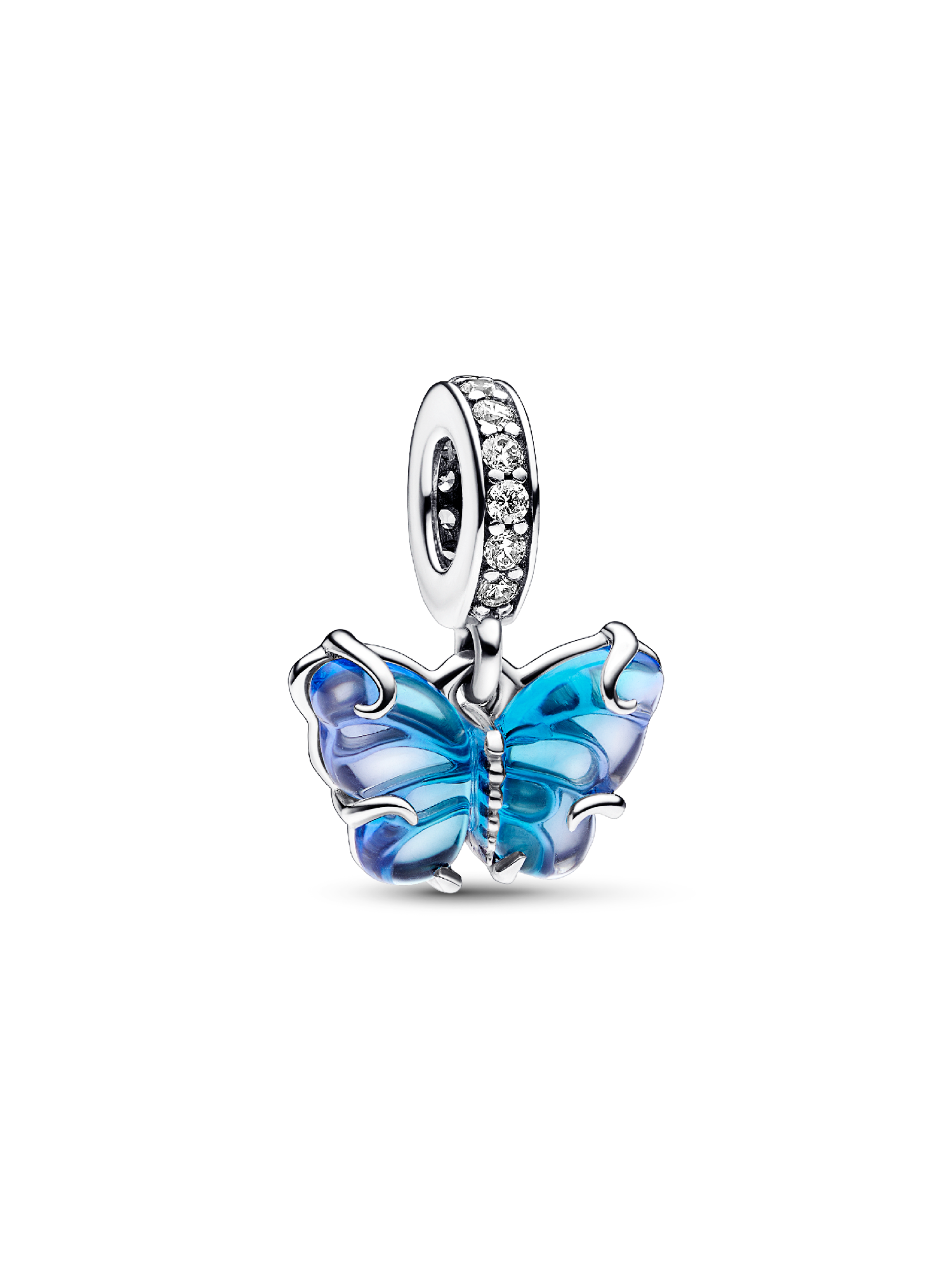 Blue Murano Glass Butterfly Dangle Charm