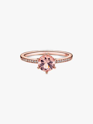 Pink Sparkling Crown Solitaire Ring
