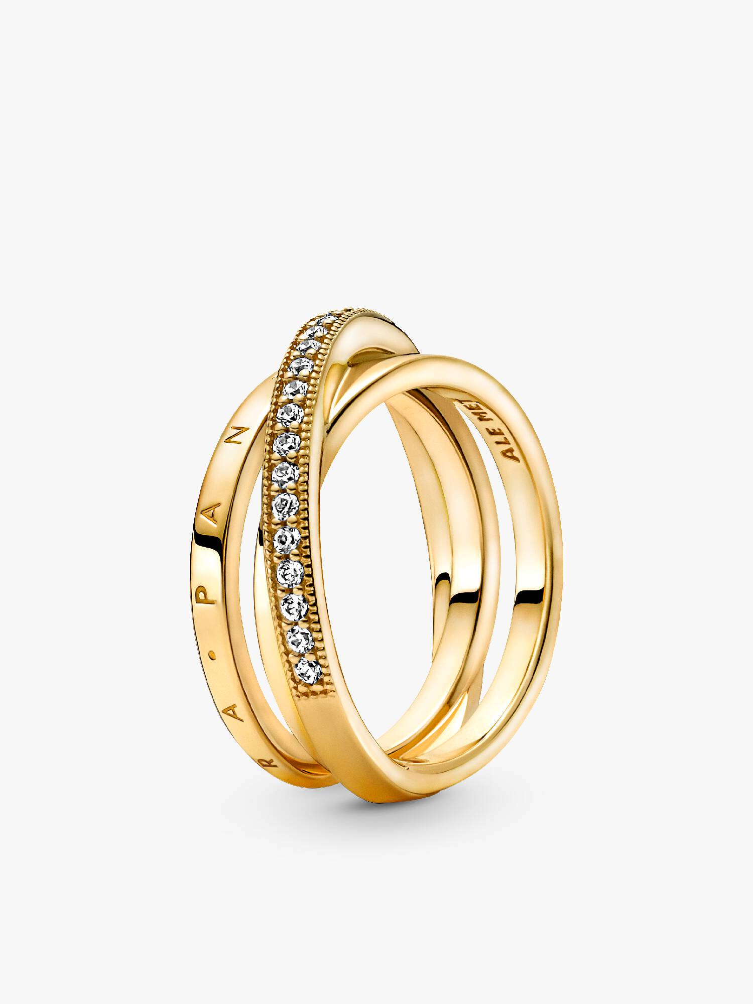 Crossover Pavé Triple Band Ring