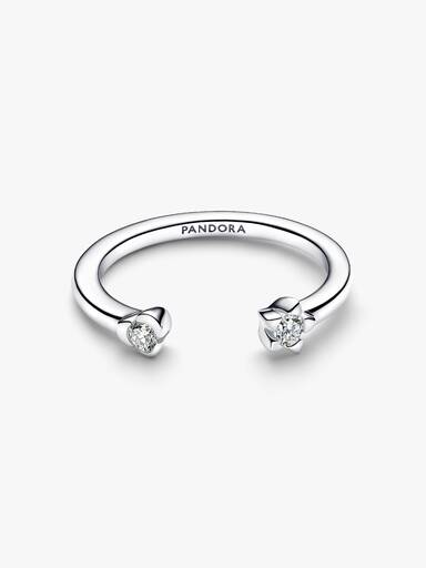 Pandora Talisman Sterling Silver Lab-Grown Diamond Heart & Star Open Ring