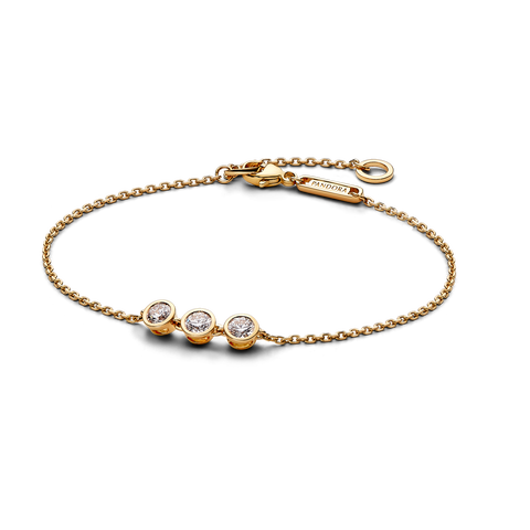 Pandora Era Bezel 14k Gold Triple Lab-grown Diamond Chain Bracelet