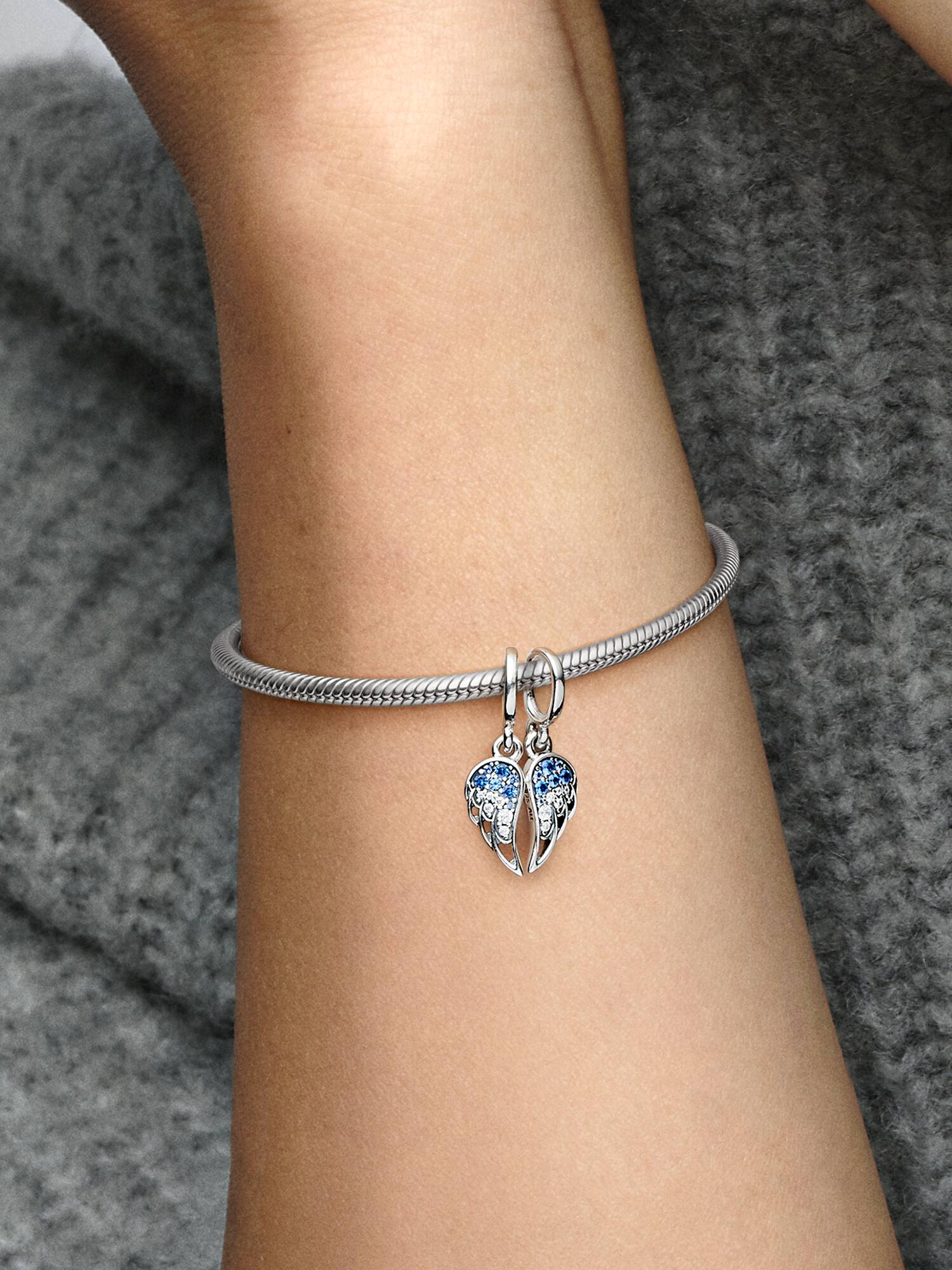 Sparkling Splitable Angel Wings Dangle Charm