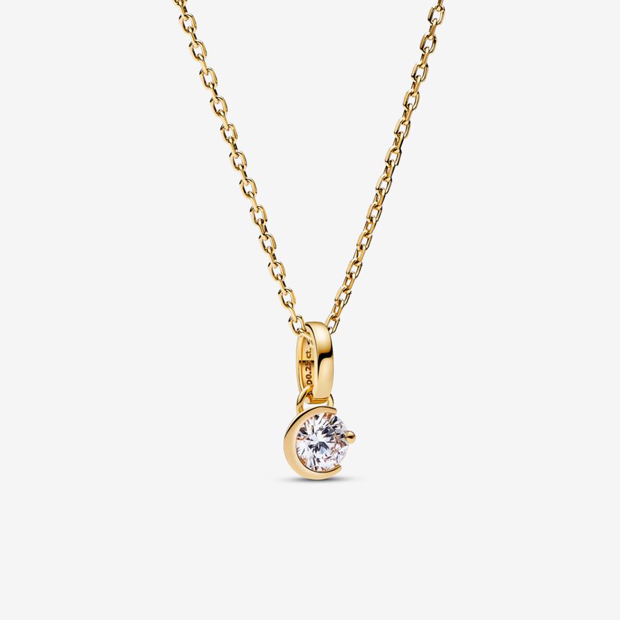 Pandora Talisman 14k Gold Lab-grown Diamond Moon Pendant Necklace image number 0