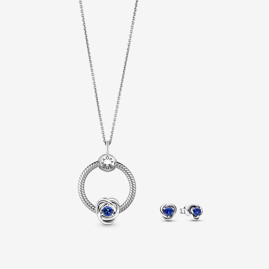 September Birthstone Eternity Circle O Pendant and Earrings Set  image number 0