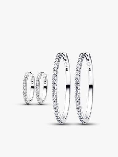 Sparkling Hoop Earrings Set