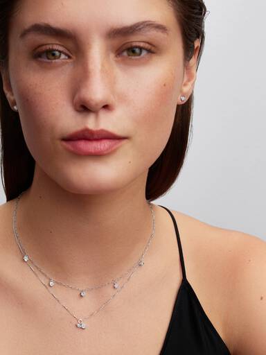 Pandora Talisman Sterling Silver Lab-Grown Diamond Evil Eye & Hamsa Hand Dangle Pendant Necklace