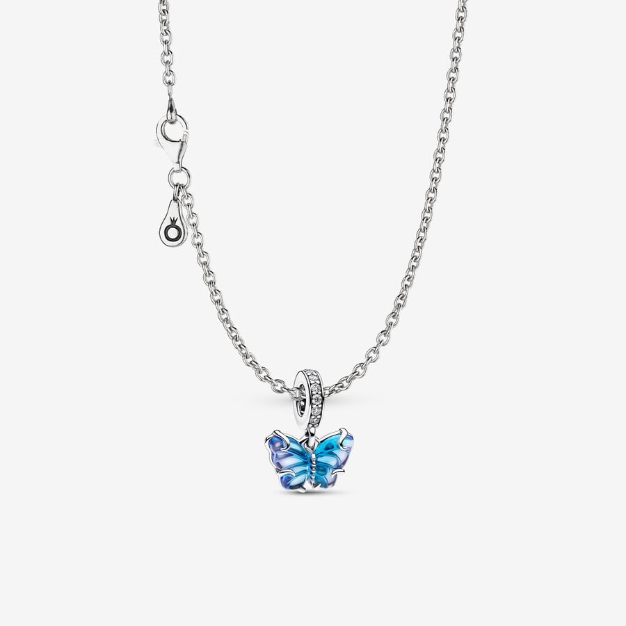 Blue Murano Glass Butterfly Necklace