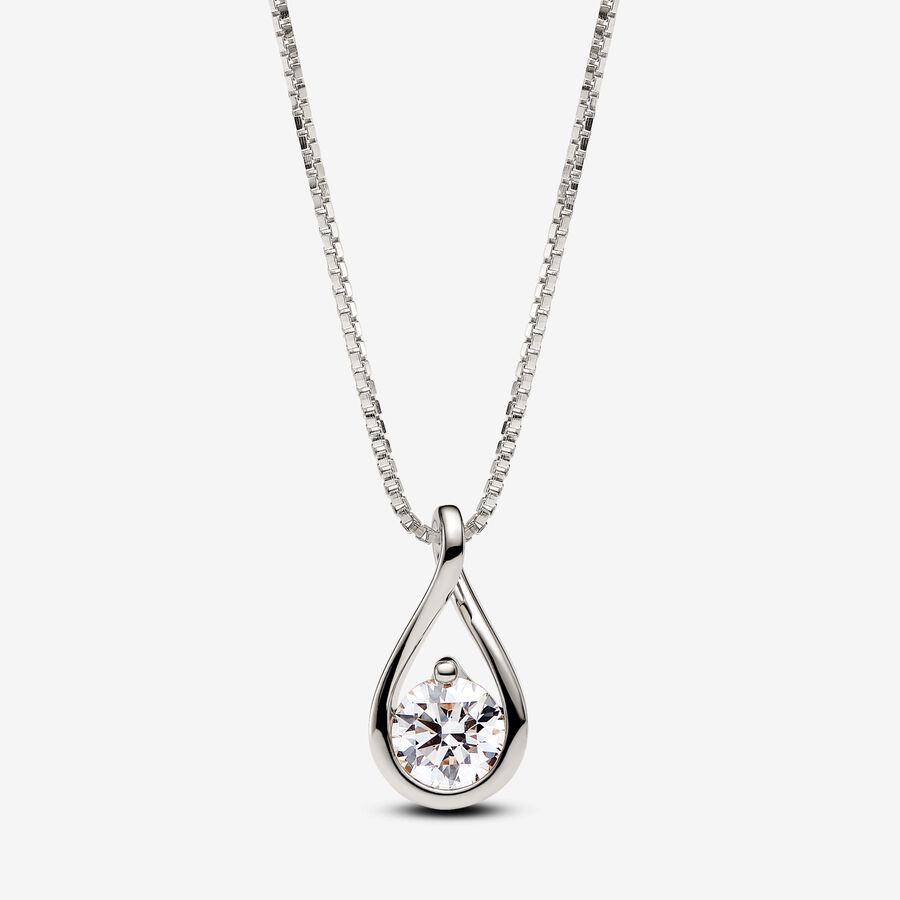 Pandora Infinite 14k White Gold Lab-grown Diamond Pendant Necklace image number 0