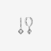 Square Sparkle Hoop Earrings | Pandora UK
