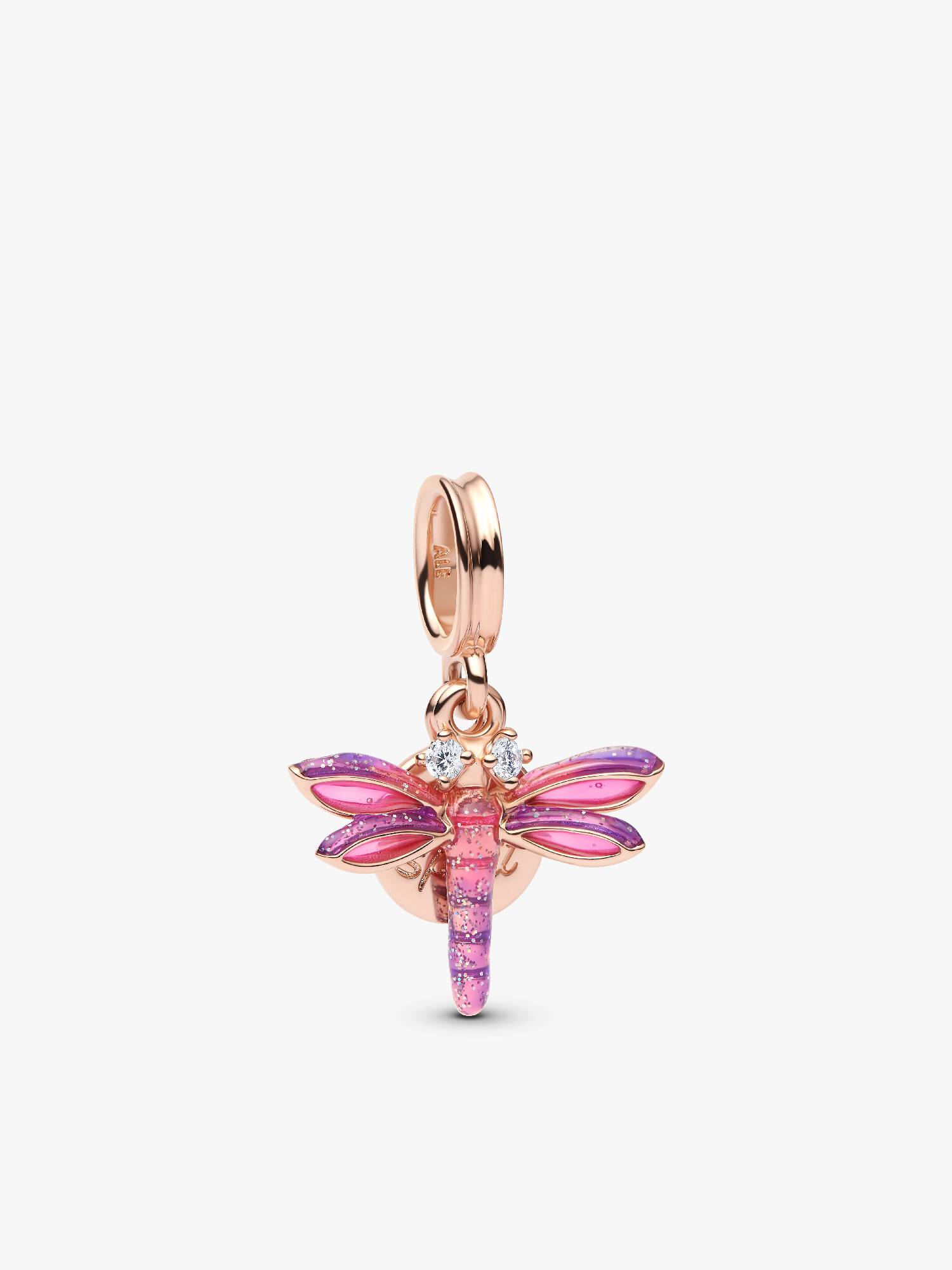 Pink Dragonfly Double Dangle Charm