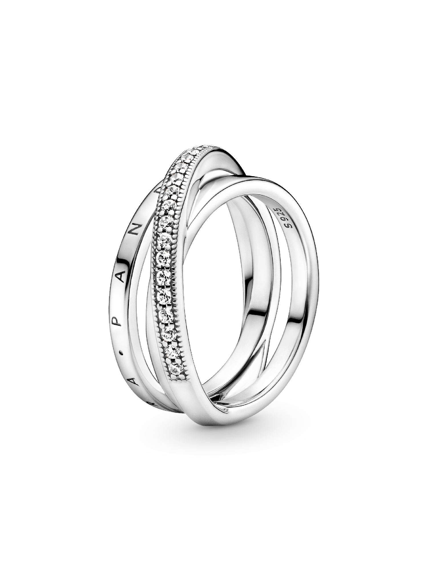 Crossover Pavé Triple Band Ring