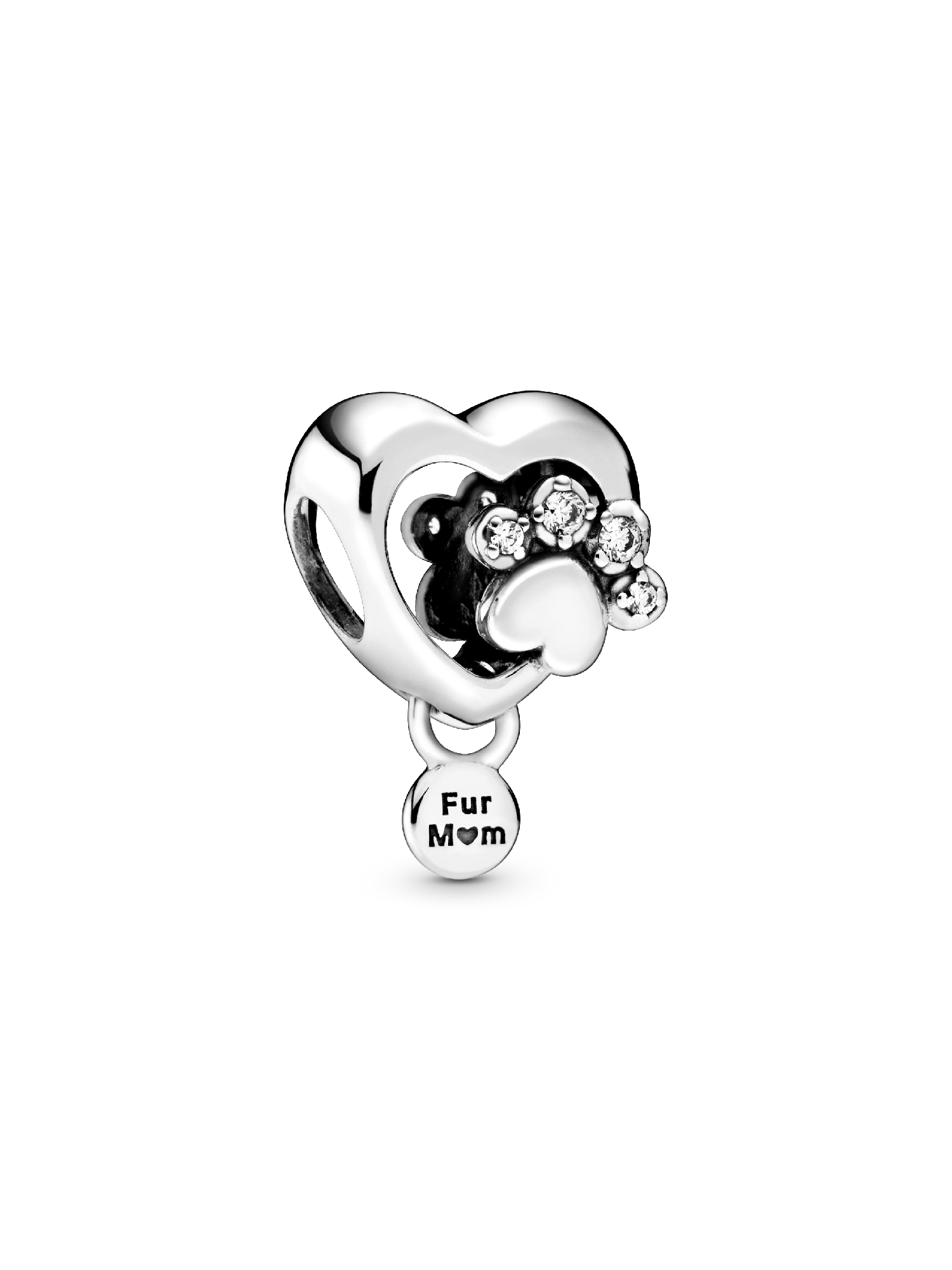 Sparkling Paw Print & Heart Charm
