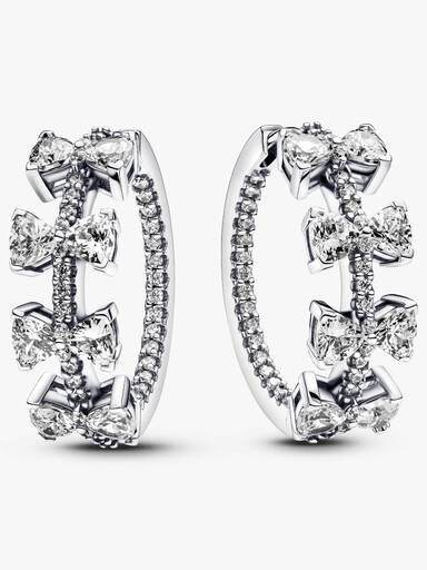 Sparkling Bow Row Hoop Earrings