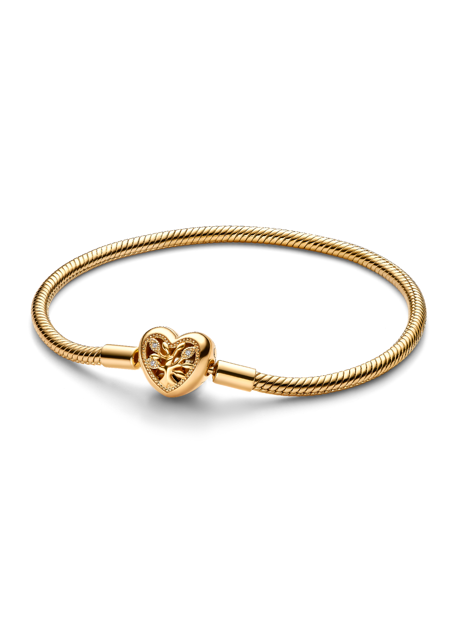 Family Tree Heart Clasp Snake Chain Bracelet