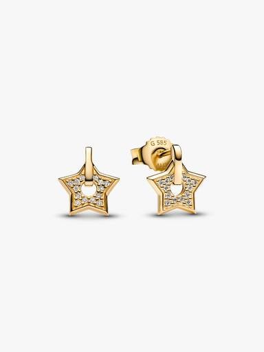 Pandora Talisman 14k Gold Lab-grown Diamond Pavé Star Stud Earrings