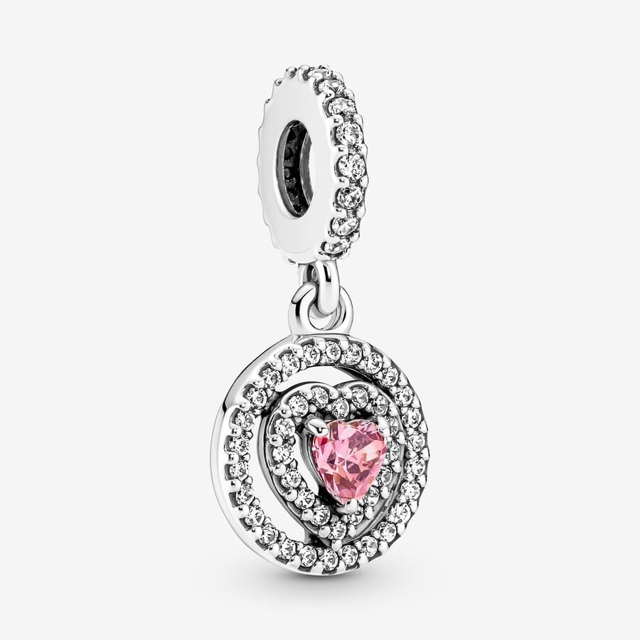 Sparkling Double Halo Heart Dangle Charm image number 0