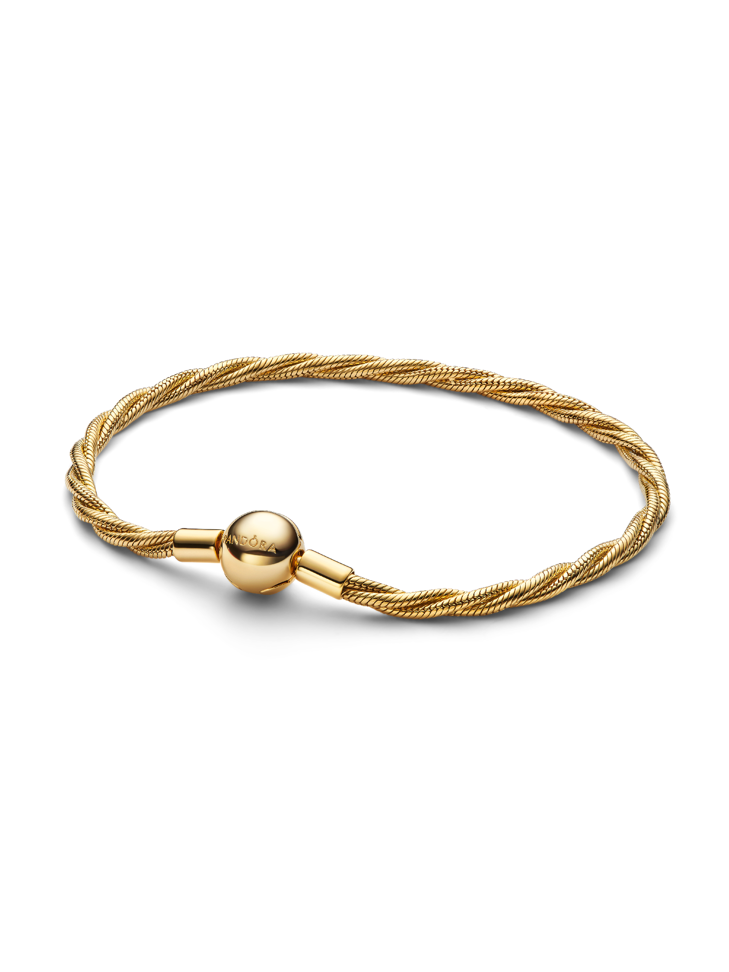 Round Pandora Clasp Twisted Snake Chain Bracelet