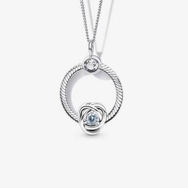 March Birthstone Eternity Circle O Pendant Set
