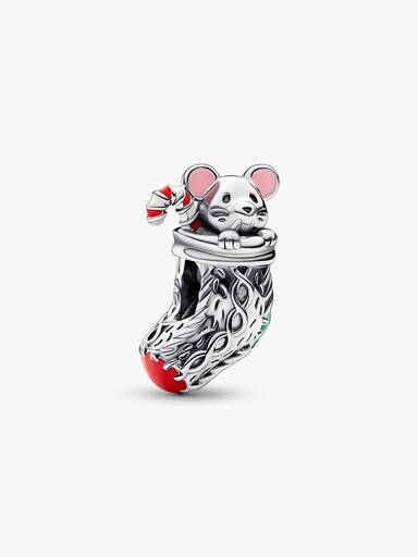 Festive Mouse & Stocking Charm