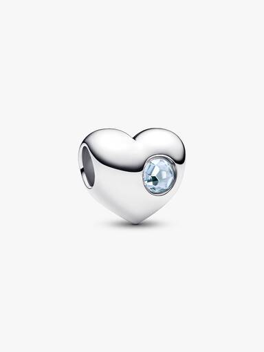 Engravable March Birthstone Heart Charm