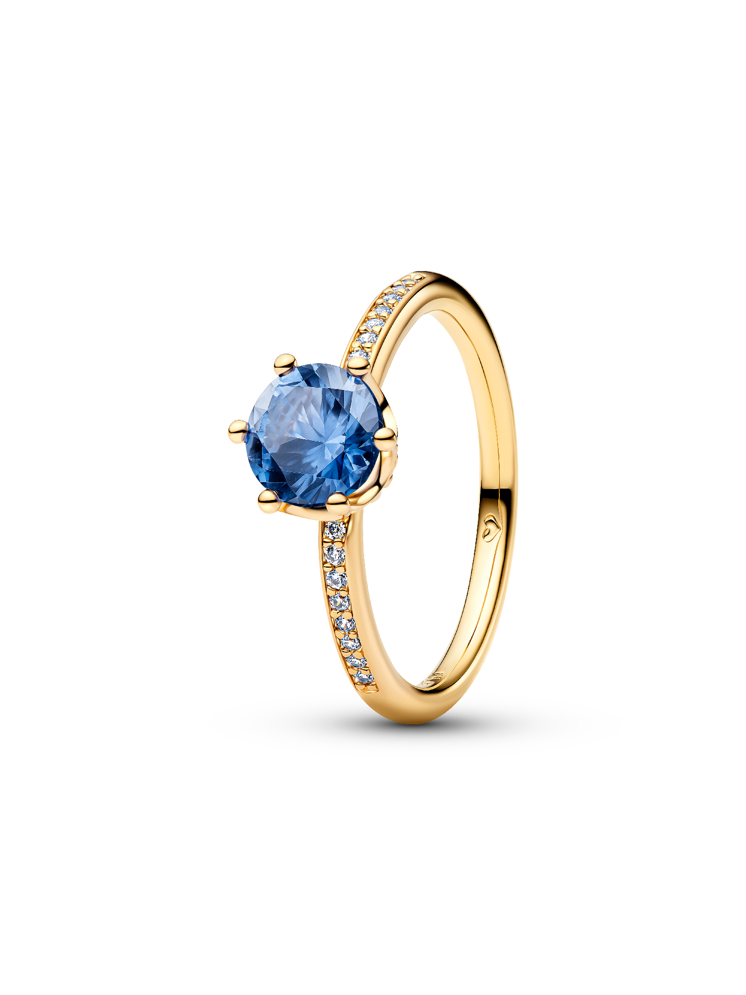 Blue Sparkling Crown Solitaire Ring