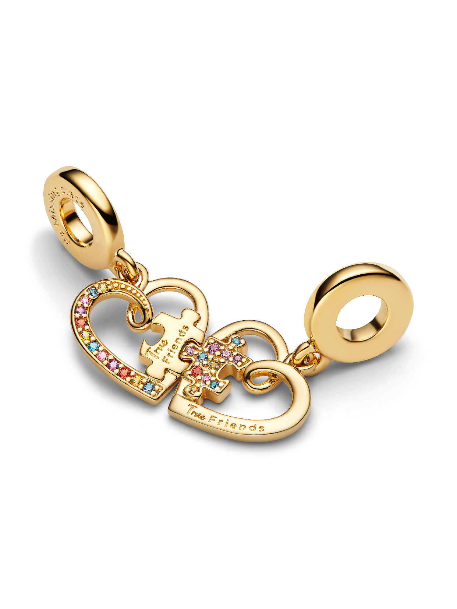 Splittable Puzzle Piece Hearts Dangle Charm | Gold plated | Pandora UK