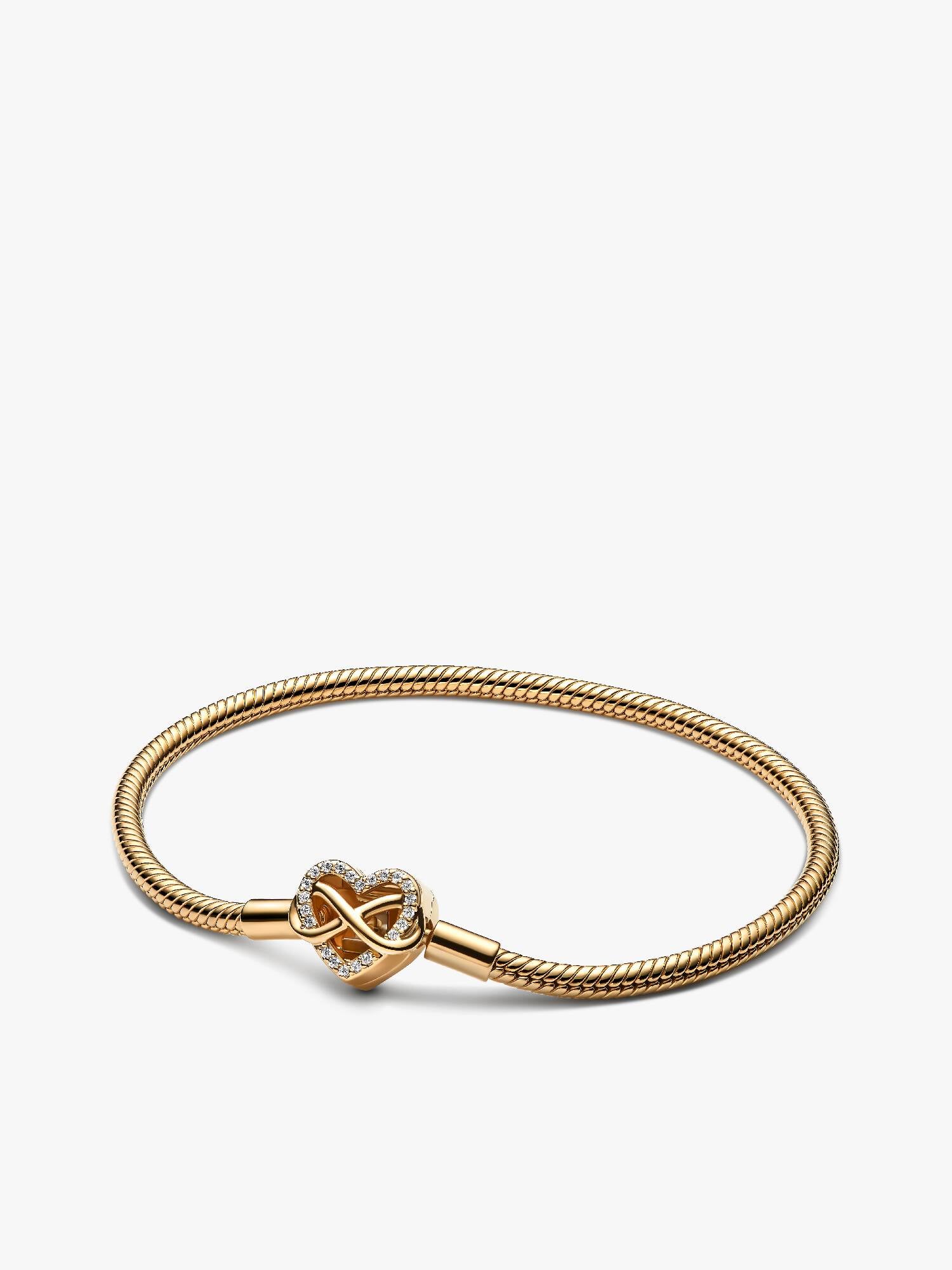Sparkling Infinity Heart Clasp Snake Chain Bracelet