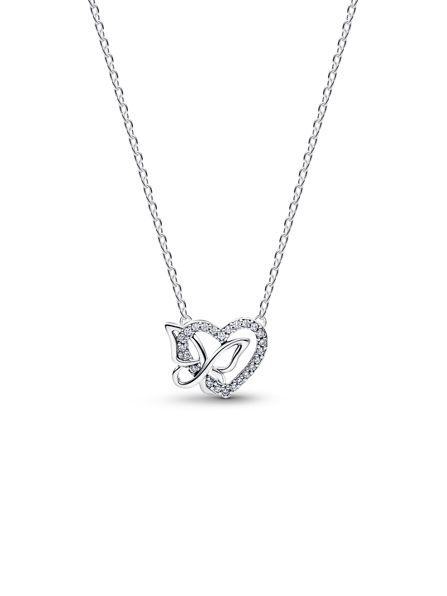 Entwined Heart & Butterfly Pendant Necklace 