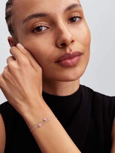 Pandora Era Bezel Sterling Silver Pink Lab-grown Diamond Chain Bracelet