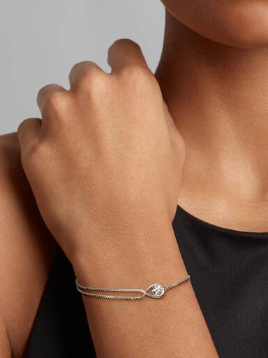 Pandora Infinite 14k White Gold Lab-grown Diamond Double Chain Bracelet