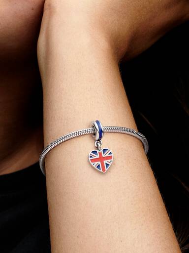 Great Britain Union Jack Heart Dangle Charm