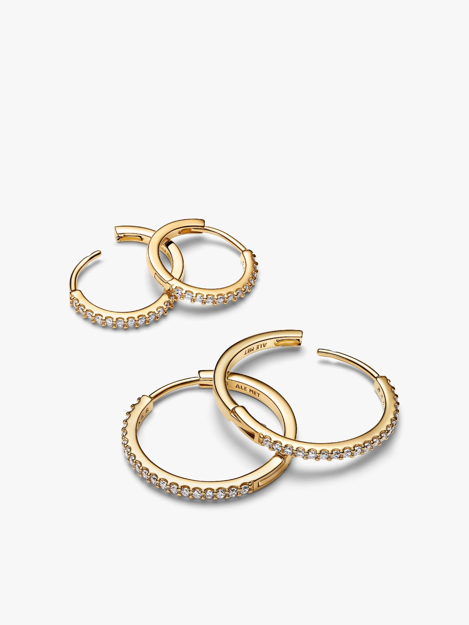 Gold Sparkling Hoop Earrings Set